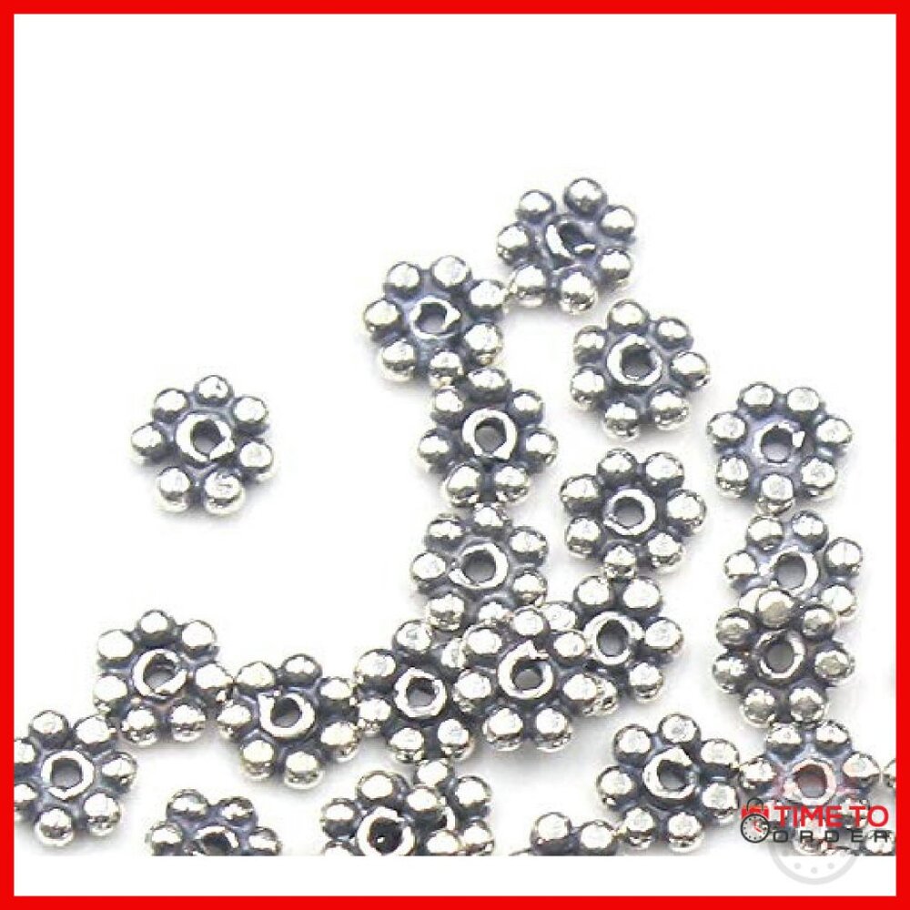 100 Solid Sterling Silver Daisy Spacer Beads 3mm … - image 3